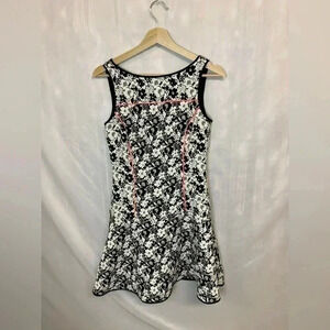 Floral Black and White Sleeveless Dress